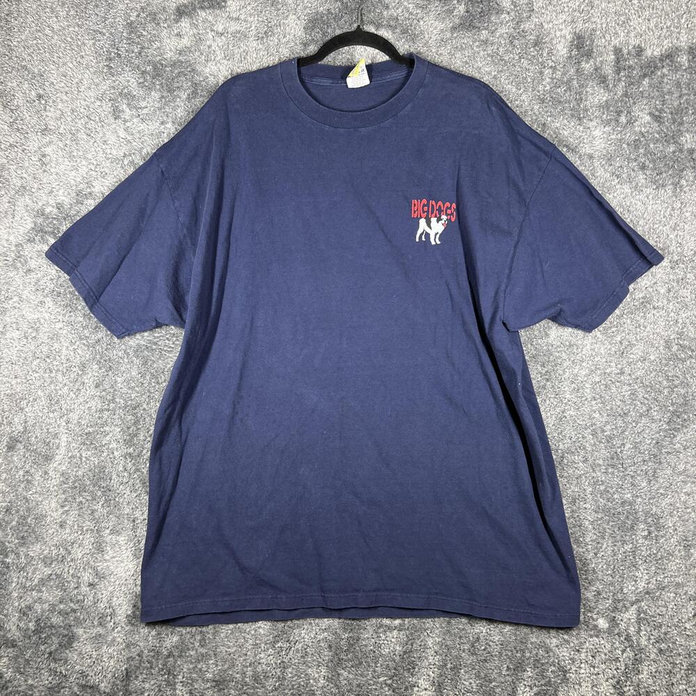 Big Dogs Shirt Mens XXL Blue Top Dog Speed Graphic Crew Neck Cotton Jersey